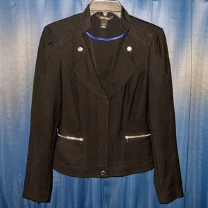 White House Black Market Moto Style Blazer Business Size 6 Black